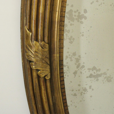 Victorian Oval Oak Carved Gilt Wood Mirror