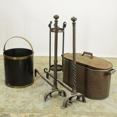 Image for Lot 19th-20th C. Metal Fireplace Accessories