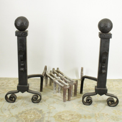 Image for Lot Hammered Iron Craftsman Andirons- Bing Crosby