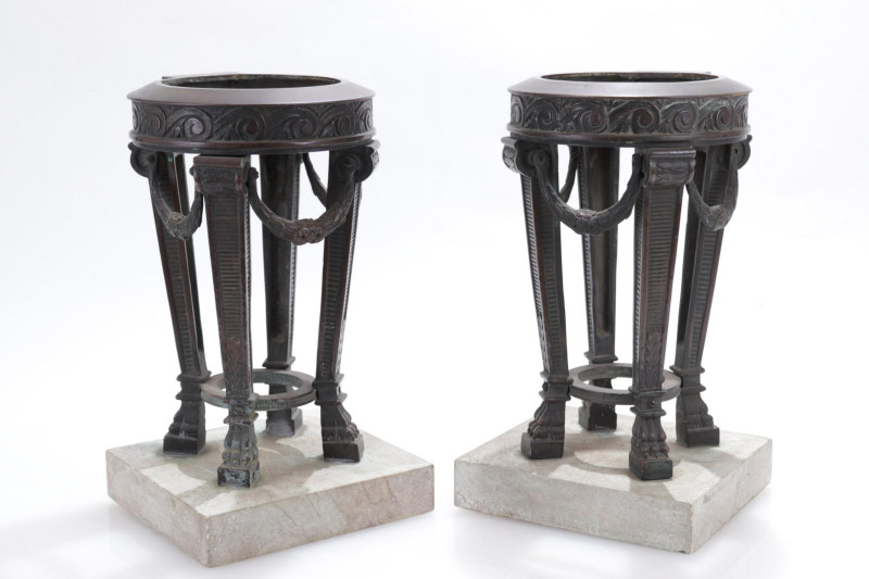 Pair Small Louis XVI Style Bronze Pyre Stands