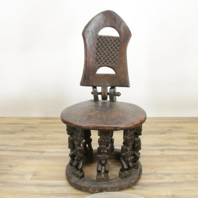African Carved Stool, Chair and Table