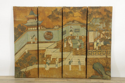 Image for Lot Chinese Paint Decorated 4 Panel Screen