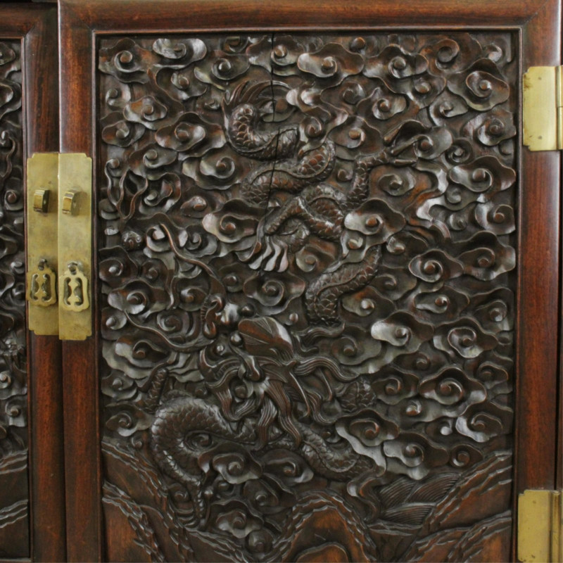 Chinese Style Carved Hardwood Altar Cabinet