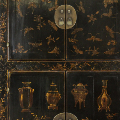 Chinese Lacquered Tall Cabinet
