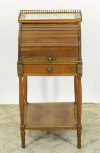 Image for Lot Louis XVI Style Tambour Bedside Table, 19th C.