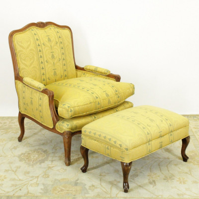 Image for Lot French Provincial Style Bergere and ottoman