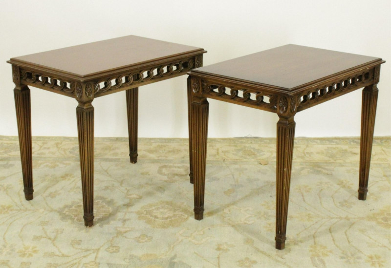 Pair Mahogany Neoclassical Style End Tables
