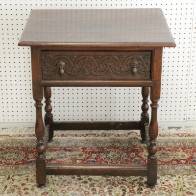 Image for Lot English Baroque Style Oak Side Table