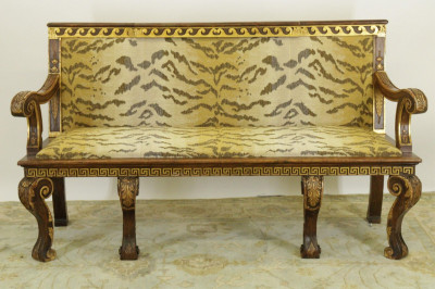 Image for Lot George II Style Parcel Gilt Oak Settee, 19th C.