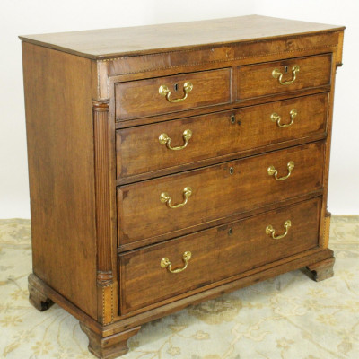 Image for Lot George III Inlaid Oak Chest of Drawers