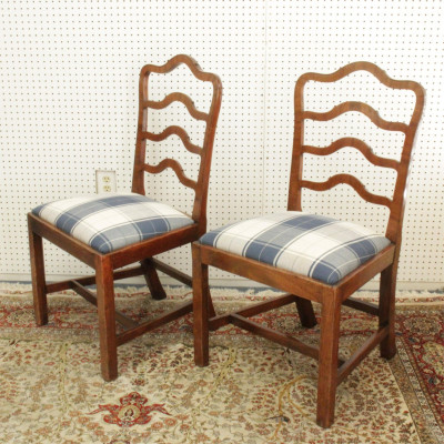 Pair George III Mahogany Side Chairs, 18th C.