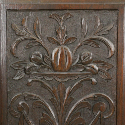Diminutive 19th C. English Carved Oak Cabinet
