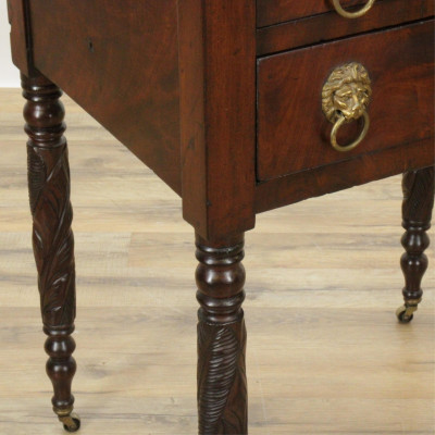 19th C. Federal Carved Mahogany Work Stand