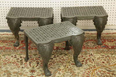Image for Lot 3 Victorian Style Green Painted Cast Iron Benches