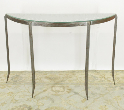 Image for Lot Modern Steel Pierced Console Table