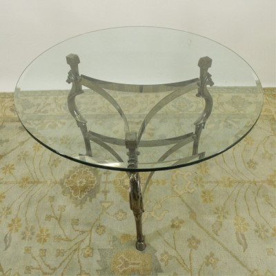 Vintage Equestrian Metal/Glass Dining Table