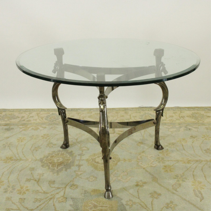 Vintage Equestrian Metal/Glass Dining Table