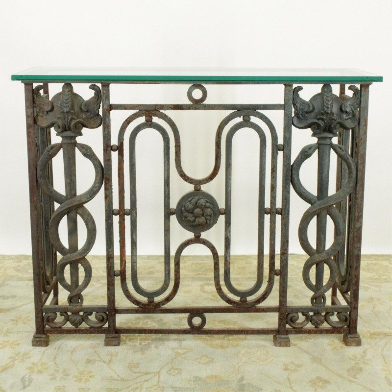 19th C. French Caduceus Ironwork as Console