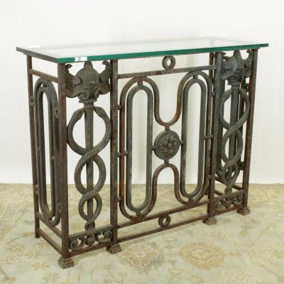 19th C. French Caduceus Ironwork as Console