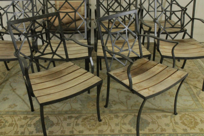 Set of 10 Watson's Metal & Teak Garden Armchairs