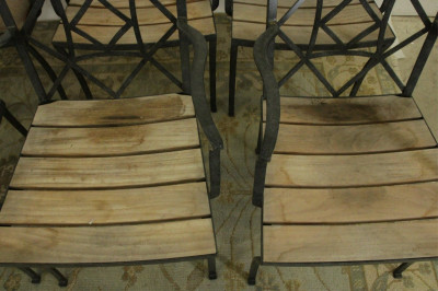 Set of 10 Watson's Metal & Teak Garden Armchairs