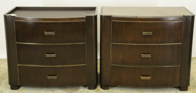 Image for Lot Pair Contemporary Brass Mounted Oak Side Chest