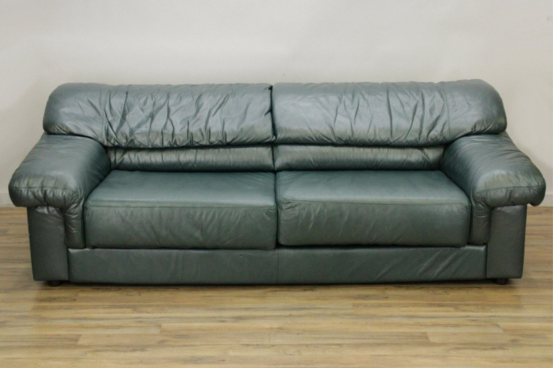 Maurice Villency Blue/Green Leather Sofa