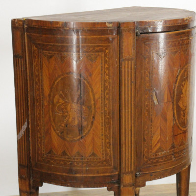 19th C. Italian Inlaid Demi Lune Cabinet