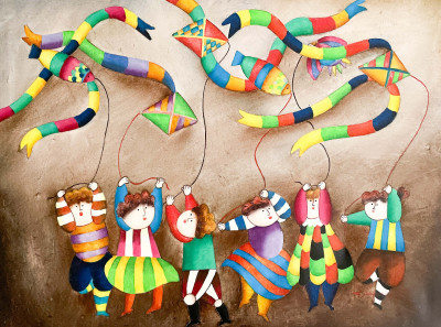 Joyce Roybal - Untitled (Colorful Kites)