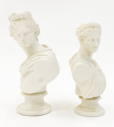 Diana and Apollo Parian Ware Busts