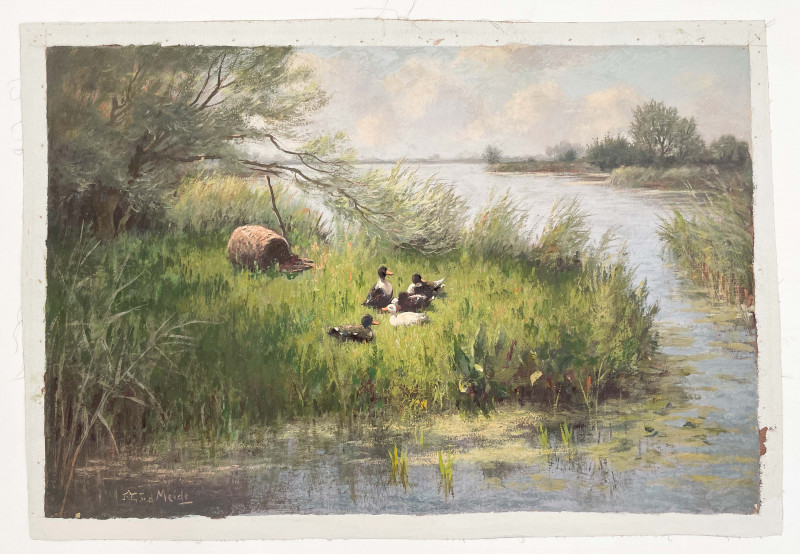 J.L. van der Meide - Ducks by a River