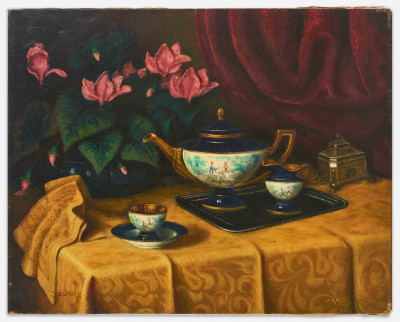 Artist Unknown - Still Life, Tea and Roses