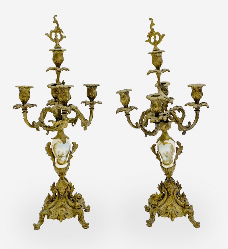 Pair of French Bronze Candelabras