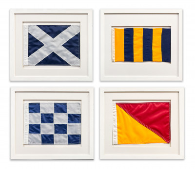 Group of 4 Framed Maritime Flags