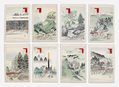 Image for Lot Group of 8 Scenic Japanese Woodblock Prints