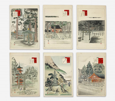 Image for Lot Group of 6 Japanese Architectural Woodblock Prints