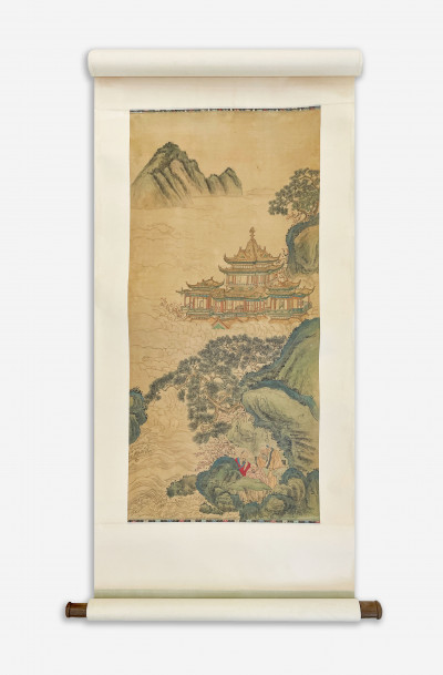Image for Lot A Chinese Silk Scroll Painting
