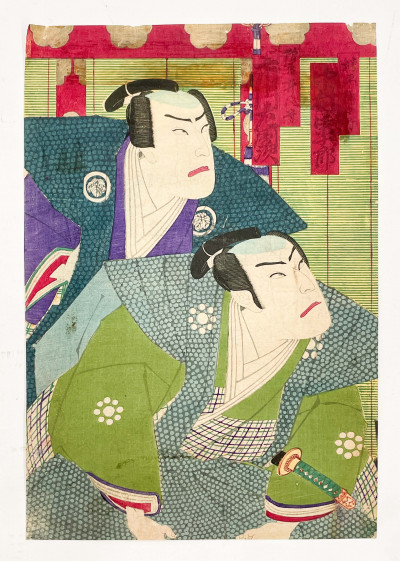 Toyohara Kunichika (attributed) - Two Samurai
