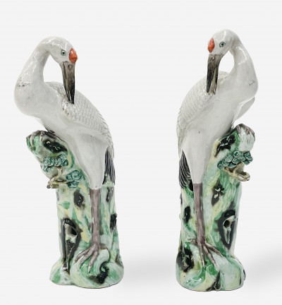 A Pair of Chinese Export Porcelain Cranes
