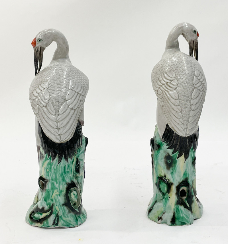 A Pair of Chinese Export Porcelain Cranes