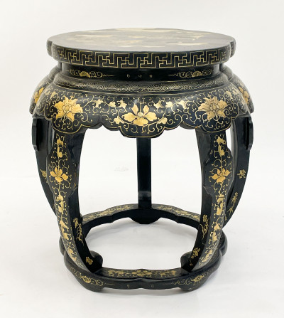 Image for Lot Chinese Lacquered and Gilt Stool