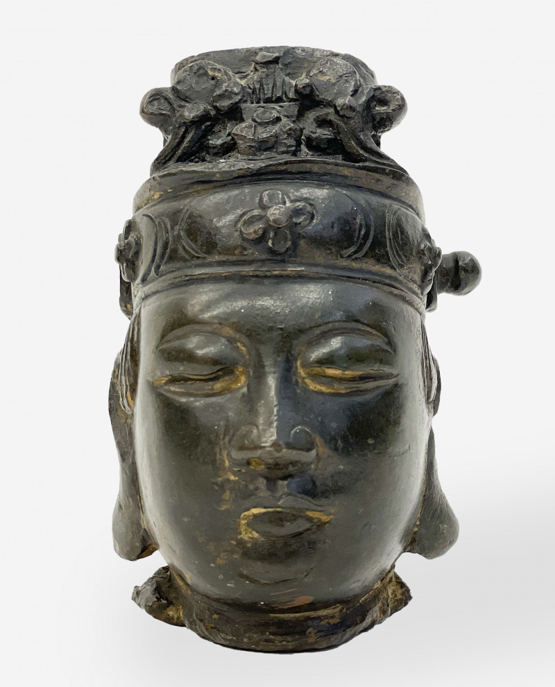 Chinese Bronze Head of a Daoist Immortal