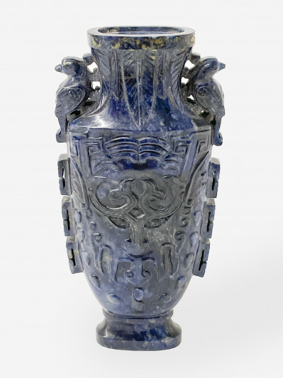 Image for Lot Chinese Carved Sodalite Vase