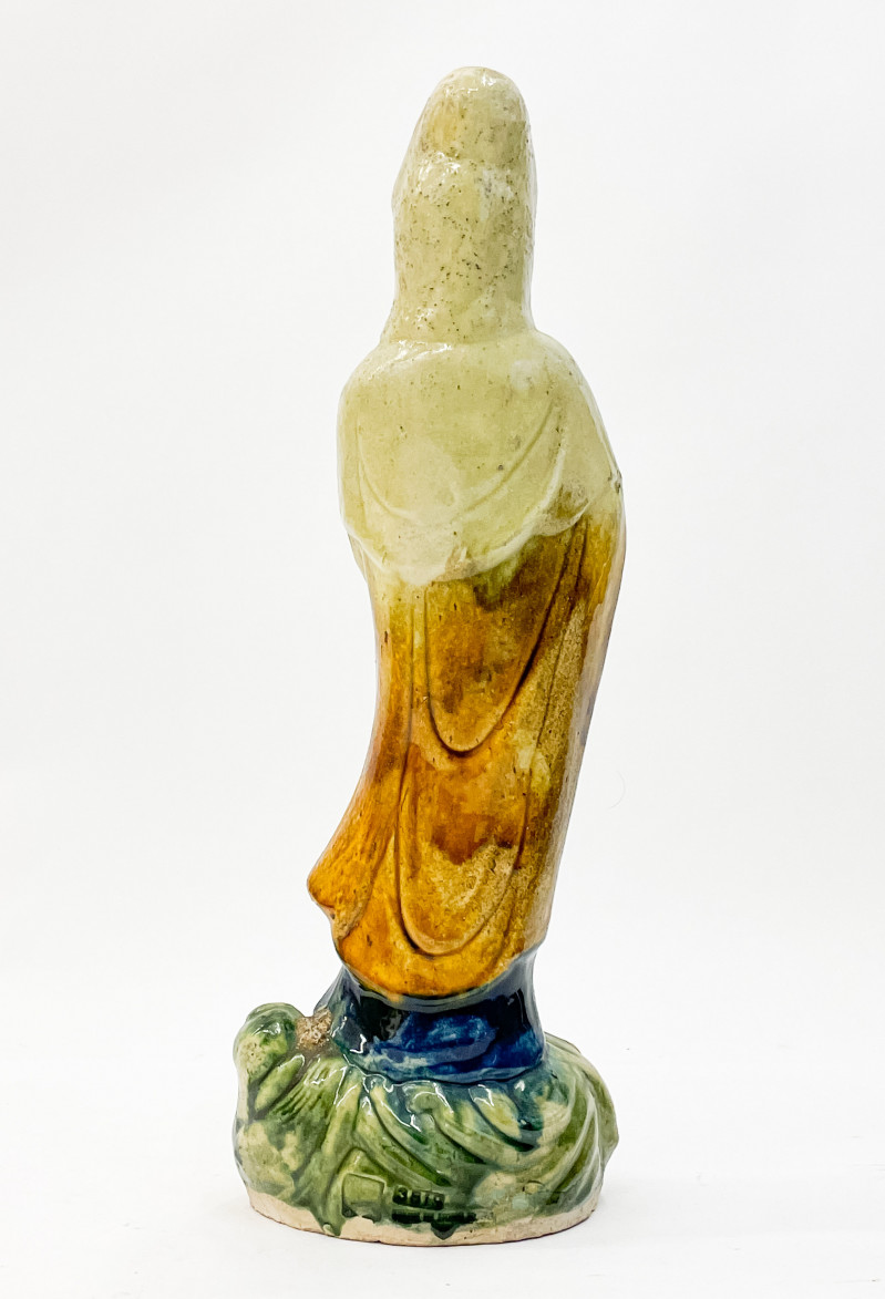 Chinese Sancai and Blue Glazed Figure of Guanyin