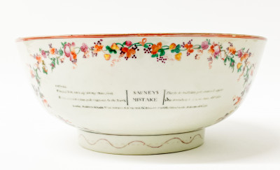 Chinese Export Satirical Punch Bowl, 'Sauney's Mistake'