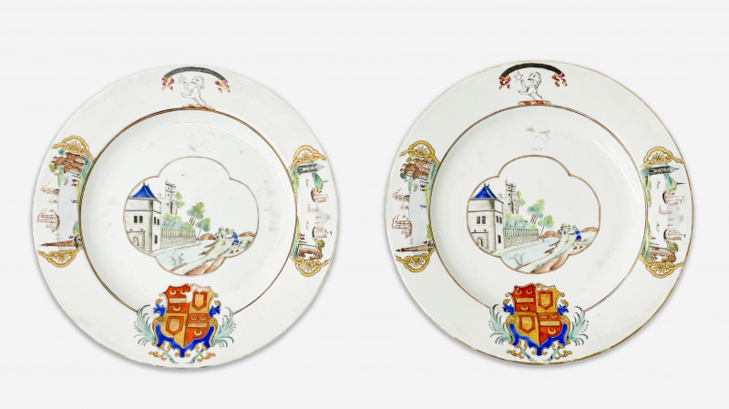 Pair of Chinese Export Soup Plates