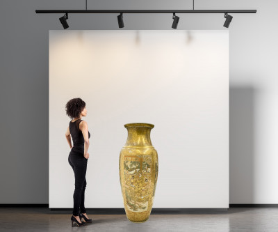 An Exceptionally Large Enameled Porcelain Satsuma Floor Vase