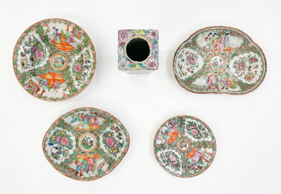 Group of 8 Chinese Porcelain Famille Rose Dishes and Vessels