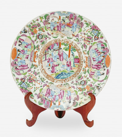 Image for Lot Large Chinese Export Porcelain Famille Rose Dish, 19th Century