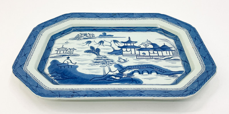 Chinese Style European Blue and White Porcelain Tray